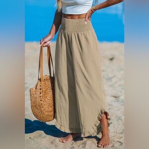 🏝️ ☀️ NWT Cupshe “Live Life on the Beach” 100% Cotton Ruffle Hem Pants | Size S